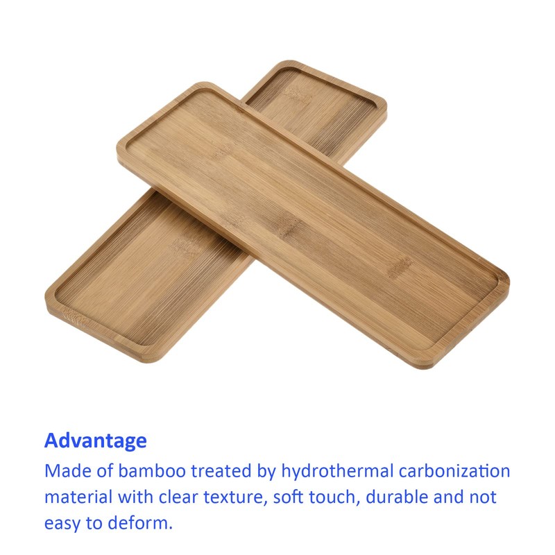 M METERXITY 2 Pack Planter Saucers - Bamboo Rectangular Flower