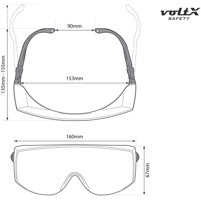 voltX 'OVERSPECS' Large Size, Industrial Safety Over Glasses - UKCA