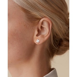 PAVOI 14K Real Gold Studs Moissanite Earrings for Women | 0.2-4 Carat Round Lab Created Moissanite Stone Solid Gold Stud Earrings Men, 1.6CT/Pair - 6mm, White Gold, Moissanite