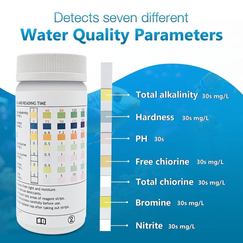 9-Way Pool Test Strips,Strips for Hot tub and Spa, Accurate