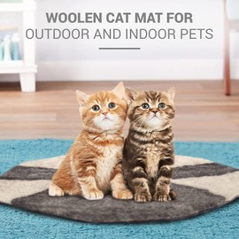 HAUSSIMPLE Cat Bed Mat Natural Merino Wool Cozy Large Carpet Pad for Pet Cats Kitty Small Dog House Warm Organic Sheep Wool Scratch Floor Mats Rug Bedding (Gray White, Large)