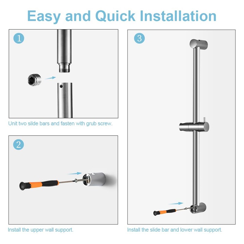 OFFO Shower Slide Bar 24 in Segmental Slide Bar Adjustable