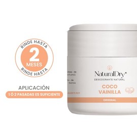 NaturalDry - Desodorante Natural Coco Vainilla 60 gramos  Original  Sin Aluminio ni Derivados del Petrleo  Sin Parabenos - En Crema (1 unidad)        