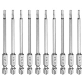 sourcing map 10pcs Flat Hex Head Screwdriver Bit 2.5mm (H2.5) Tip 1/4" Hex Shank 80mm (3.15") Long Magnetic Professional Grade S2 Steel Metric Hexagon Screw Driver Drill Bits Power Wrench