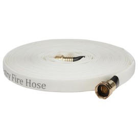 Garden Lay Flat Hose - Forestry Hose - (Garden Hose Couplings) - Service Pressure - 300 PSI (5/8" x 50', White)