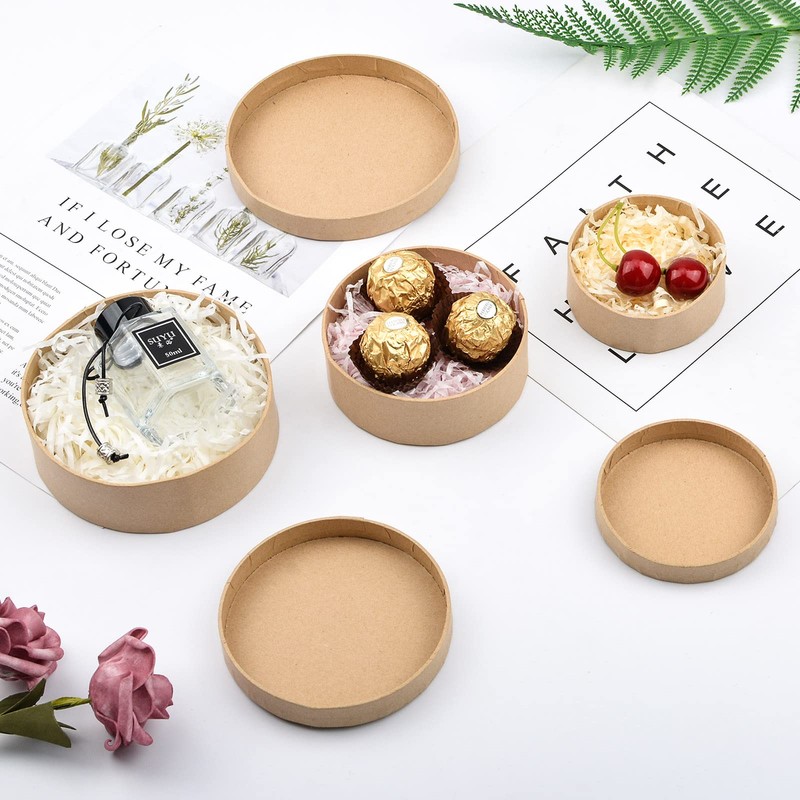 WANDIC Paper Mache Boxes - Set of 3 Round Kraft