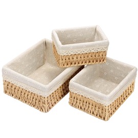 PALUDO Set of 3 Storage Baskets, 3 Sizes Bathroom Basket Woven Changing Table Organiser Basket Boxes Basket Small Woven Bedroom Make-up Basket