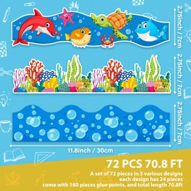 Sabary 71 Ft Ocean Bulletin Board Borders Under The sea Borders Summer Ocean Fish Classroom Decor Borders for Back to School Wall Classroom Chalkboard Decorations