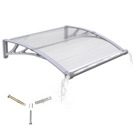 GGNEBAI Awning for Door Entrance,40x48 Inches Awnings for Doors with Separate Drainage,Front Door Awning Exterior,Polycarbonate UV, Rain, and Snow Protection for Porch,Patio,Window,Deck
