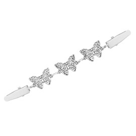 Kisstta Vintage Alloy Cardigan Clip, Silver Butterfly Cardigan Clip, Scarf Neck Vintage Chain Hair, Cardigan Holder for Sweaters, Scarves, Ponchos (1 Piece, 12 cm x 1.5 cm), Metal, No Gemstone