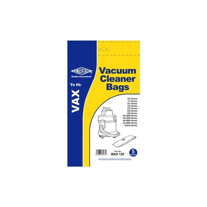 Electruepart BAG120 Vax 1S Type Vacuum Dust Bags for Vax