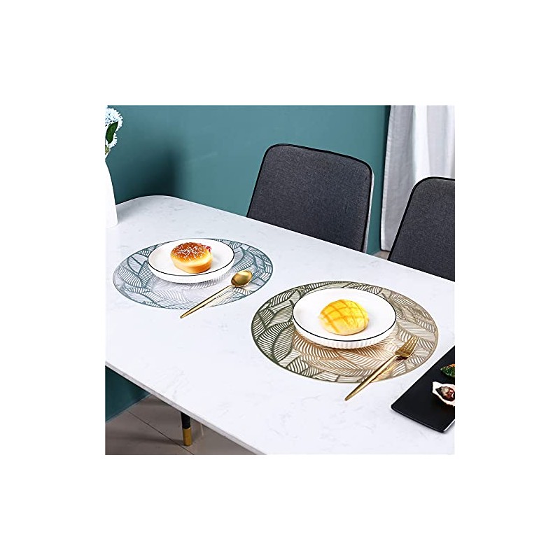 Hosoncovy 4 Pack Leaf Decorative Placemats PVC Placemats Hollow Dining
