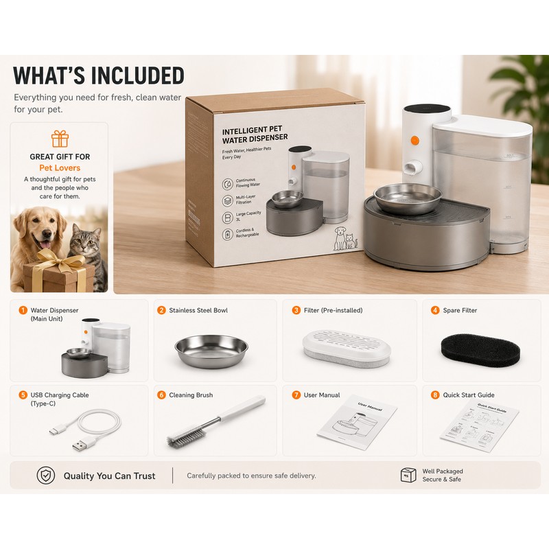 New Stainless Steel Bowl Pet Intelligent Peering Water Dispenser Automatic