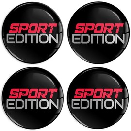 SkinoEu 4 x 70 mm Aufkleber Aufkleber für Radkappen Nabenkappen Nabendeckel Radnabendeckel Rad-Aufkleber Sport Edition Schwarz Silber Rot A 7670