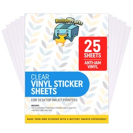 Clear Printable Vinyl for Inkjet Printer - For Epson - (Clear Sticker Paper | Waterproof | 25 Sheets) - Transparent Inkjet Printable Vinyl Sticker Paper Avoid Jams for Printers