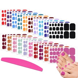 SILPECWEE 20 Sheets Toe Nail Stickers Solid Color Nail Wraps Toenail Polish Strips Self Adhesive Nail Polish Stickers for Women Gel Nail Strips Toes Nail Art Manicure Sticker with 1pc Nail File