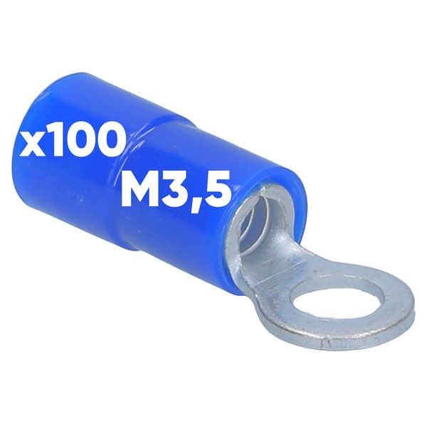 Pack of 100 Kalitec RKSBM3.5 Ring Cable Lug 1.5-2.5 mm²