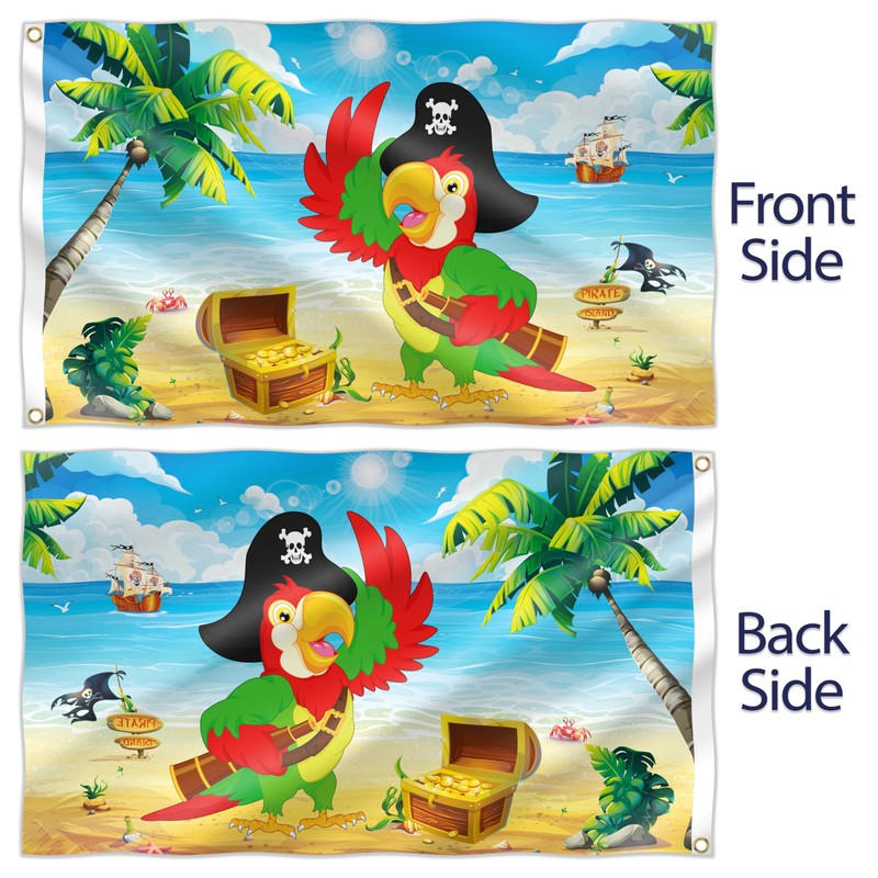 Pirate Flag – Jolly Roger Flag with Parrot - Double-sided