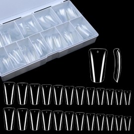 504PCS Duck Nail Tips Full Cover Duck Fan Flare Nail Tips 12 Sizes Duck Feet Styel French Fake Nail Extension Tips with Box