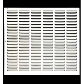 HVAC Premium 32'' x 26'' [Duct Opening] Flat Stamped Steel Return Air Grille - Sidewall and Ceiling - HVAC Vent Duct Cover - White [Outer Dimensions: 33.75''w X 27.75''h]