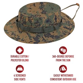 Rothco Camo Boonie Hat Bucket Hat Military Hat, Camuflaje Digital Woodland, 7 3/4