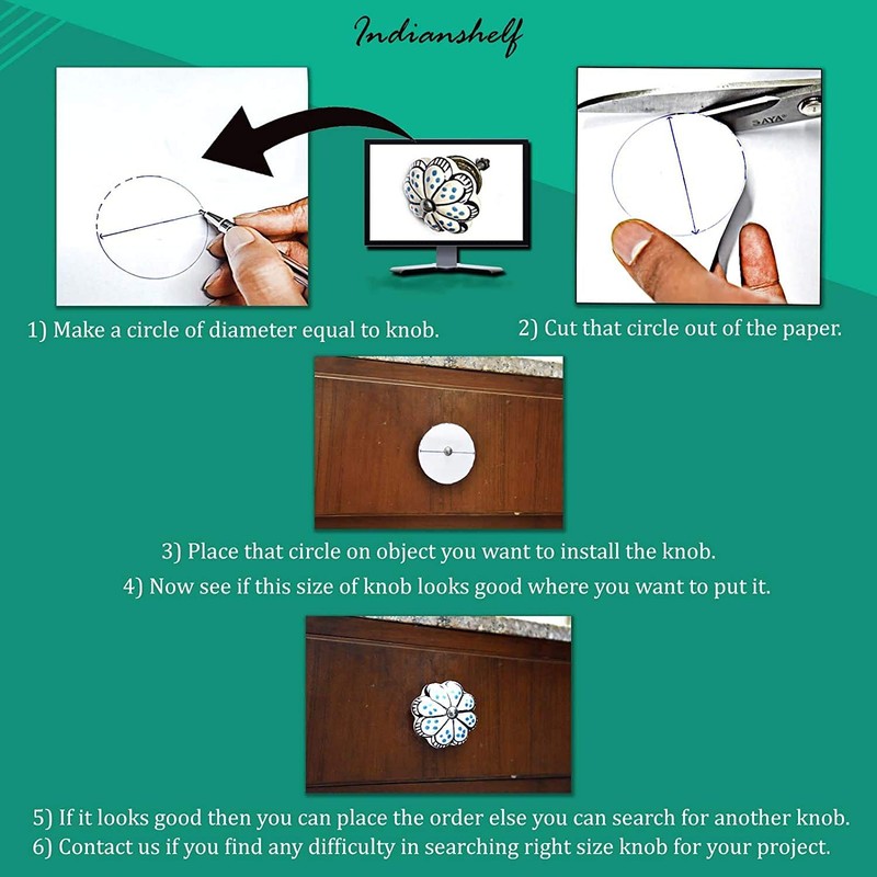 IndianShelf 14 Pieces Mustard Ceramic Panda Flat Drawer Knobs for