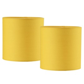LAMPWELL LEBE Yellow Small Lamp Shades Clip on Bulb Set of 2,Mini Drum Sconce Shades,Clip on Lamp Shade for Table Lamps Chandelier Shades,5.2"×5.2"×H5.2",Fabric Replacement Lamp Shades