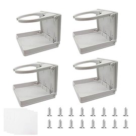 Folding and Adjustable Drink Holder,Adjustable Folding Drink Holder with Screws,Universal Car Cup Drink Holders Automotive Cup,Wall Mount Car Cup Holder for Truck RVs Yacht Caravan (White)