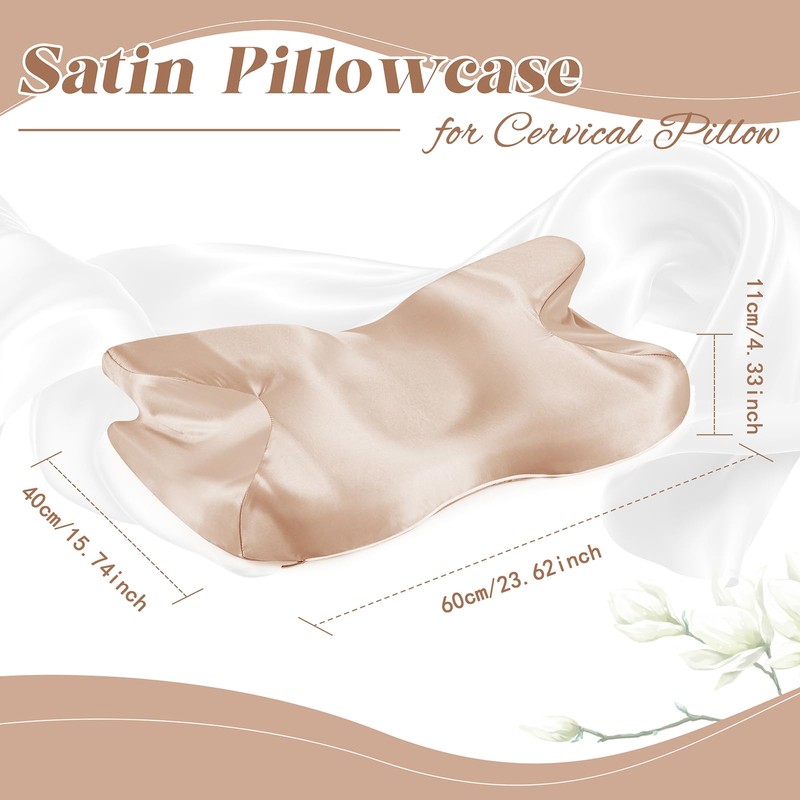 P Pothuiny 2 Pcs Satin Pillowcase for Cervical Pillow, Smooth