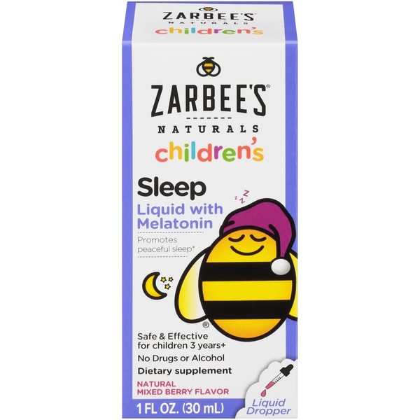 Zarbee's Naturals Children's Sleep Liquid with Melatonin Natural Berry Flavor - 1 oz, Pack of 2