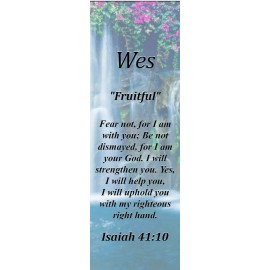 Wes "Fruitful" Keepsake Name Meaning Bookmark with Bible Verse and Tassel