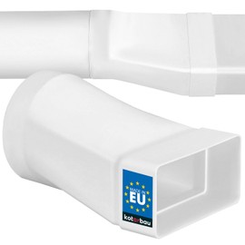 KOTARBAU® Rectangular Pipe Connector 60 x 120 mm for Round Pipe Diameter 100 mm Plastic Adapter Pipe Connector Exhaust Duct Reducer for Ventilation Systems White Flat Duct to Round Pipe Transition