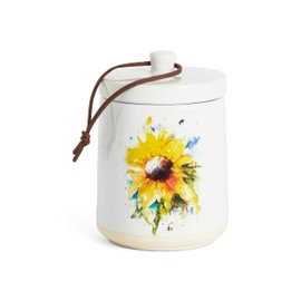 DEMDACO Dean Crouser Collection Vibrant Yellow Watercolor Sunflower 7.5 Ounce Soy Wax Blend Indoor Scented Jar Candle with Lid, Himalayan Citrus