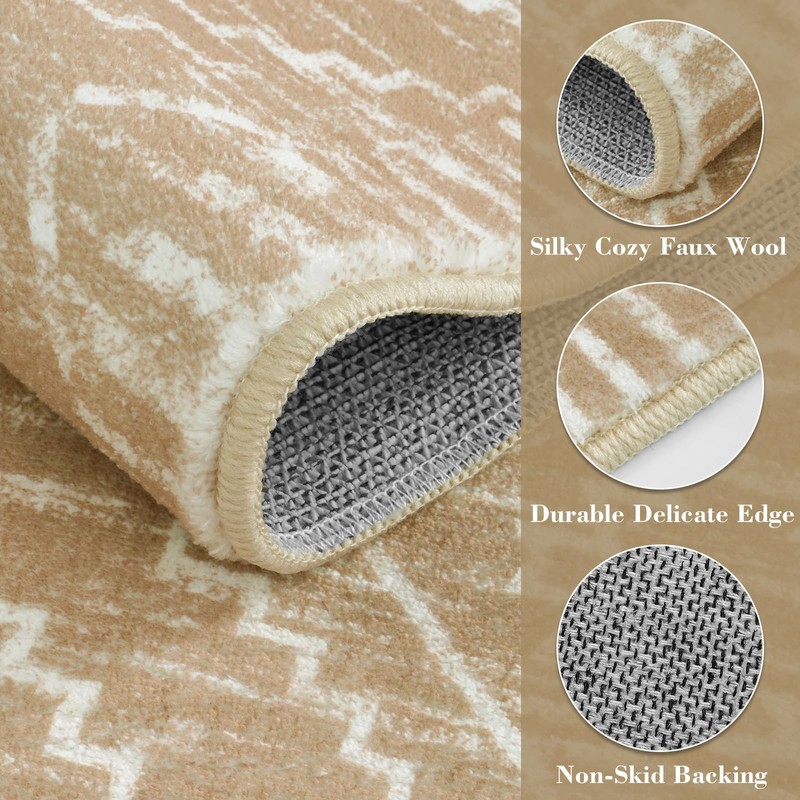 Wonnitar Moroccan Washable Area Rug 4x6, Non-Slip Rugs for Living