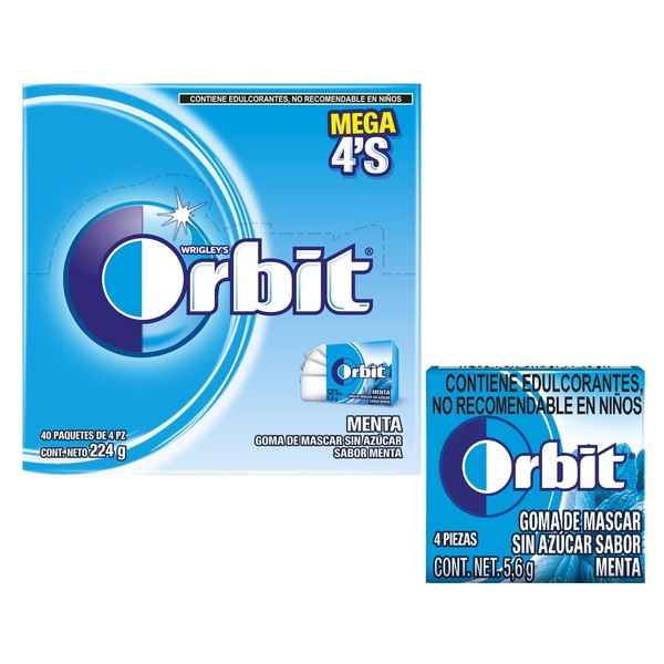 Wrigley's Wrigley´s Orbit Menta 4's C/40 5.6gr, color , 224 gram, pack of/paquete de 1