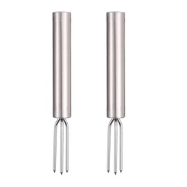 GHPKOTW 2 x jacket potato fork with 3 prongs, made of 430 stainless steel, reusable as corn skewer, peeling aid (stainless steel)