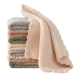 K&janet6am Dish Towels for Kitchen, 8 Pack Premium Coral Velvet Dish Cloths for Washing Dishes, Super Absorbent Coral Fleece Cleaning Cloths, Nonstick Oil Washable Fast Drying Rags
