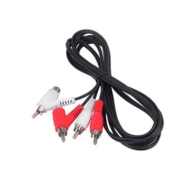 RCA Audio Piggyback Cable, 2 RCA Male to 2 RCA Male + RCA Female Piggyback, 6 foot