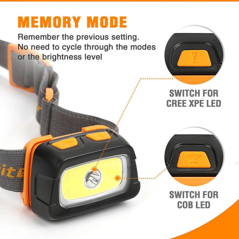 EverBrite Rechargeable LED Headlamp Red Green Light Tail Light 7