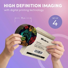 4 x Round Coasters - Game Time Gamer Gaming Mens Boys Cork Backed MDF Glossy Tea Coffee Accessory #170579