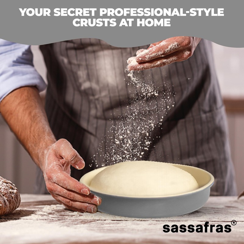 Sassafras Superstone® Stoneware Pie and Pizza Baker with Grey Glaze
