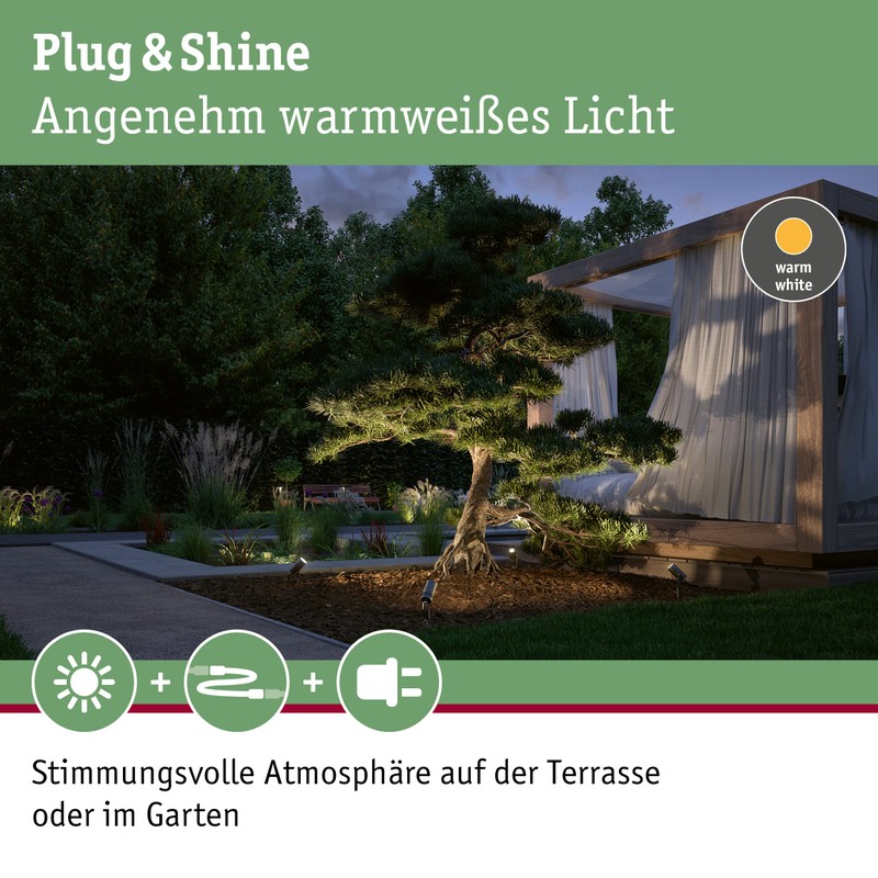 Paulmann 94368 Plug & Shine LED Outdoor Light Garden Spotlight
