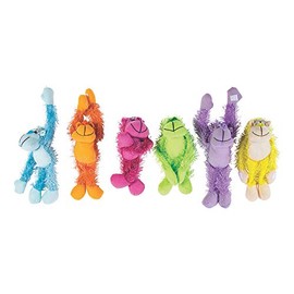Fun Express Plush Neon Long Armed Gorillas Party Favors - 12 Pieces