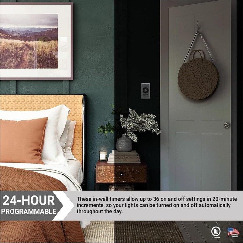 Diodesy- 24 Hour Mechanical in-Wall Timer Programmable Heavy Duty Manual