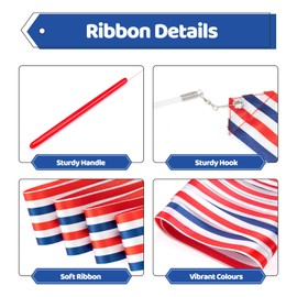 HAPMARS 20 Pack Ribbon Dancer Wands for Patriotic Party Favors Supplies, Dancing Ribbon Stars and Stripes Streamers Ribbon Twirling Wand for Independence Day Labor Day Decorations Party Supplies