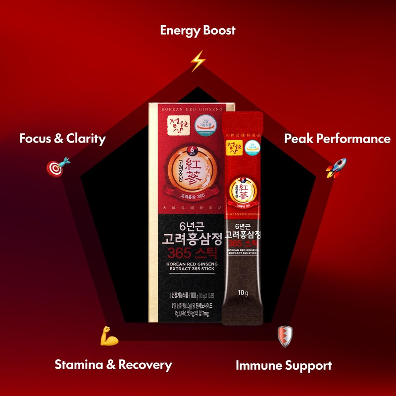 JUNGWONSAM 6-Year Korean Red Ginseng 365 | 100 Sticks |