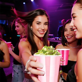 100 pcs 12 oz Plastic Cups, Light Pink & Hot Pink Party Cups – Stackable Ribbed Disposable Drinking Cups Bulk for Bachelorette, Wedding, Birthday, Baby Shower, Picnic & BBQ