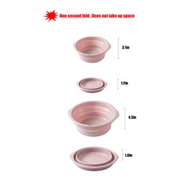 2 Pack Multi-Purpose Folding Collapsible Wash Basin(Pink)