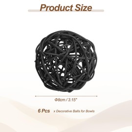PATIKIL 3 Inch Wicker Rattan Balls, 6 Pcs Decorative Balls for Centerpiece Bowls Wedding Party Home Decor DIY Craft, Withered Tree