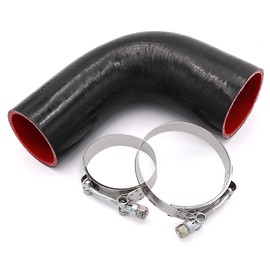 TuoLauthon 4-Ply High Performance 90 Degree Elbow Reducer Coupler Silicone Hose ID 2-1/2 to 3 inch Leg Length 102mm Wall Thickness 5mm with 2 T-Bolt Clamps